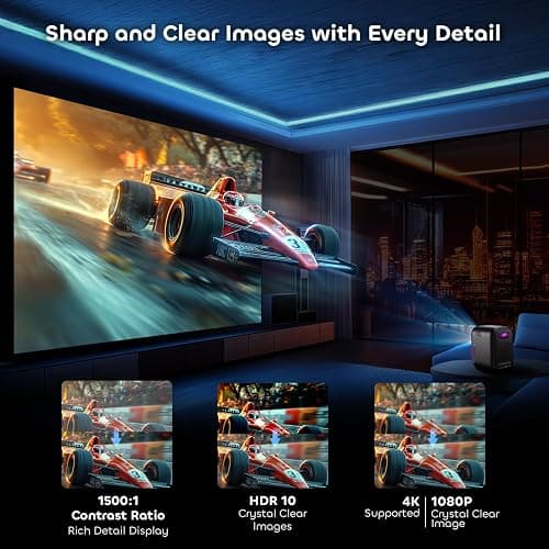 NothPJ Google TV Projector with WiFi Bluetooth, 1080P Full Ultra HD 4K Supported, Smart Projection for Home Theater Movie, Outdoor Portable Mini HDMI NothingProjector NP One thumbnail 5