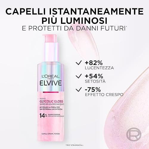 L'Oréal Paris Elvive Siero Senza Risciacquo, Per Capelli Spenti e Porosi, Capelli Setosi, Con Acido Glicolico, Senza solfati, Glycolic Gloss, 150 ml thumbnail 5