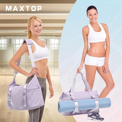 MAXTOP Women's Gym Yoga Duffle Bag with Shoe Pouch,Multi-Purpose Overnight Travel Bag for Gym,Work, Dance, Sports thumbnail 2