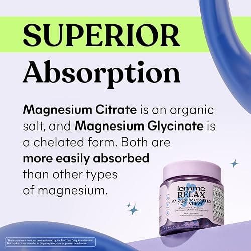 Lemme Relax Soft Chews with Magnesium Glycinate & Citrate, KSM-66 Ashwagandha + L-Theanine to Support Stress Relief, Cortisol Levels, Mood & Healthy Sleep Cycles, BlackBerry Lemonade (30 Chews) thumbnail 4