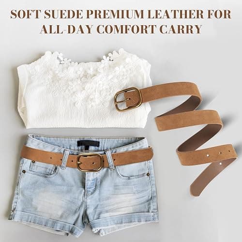 JIEDE Womens Belts Leopard Print Belt for Women Genuine Suede Leather Waist Belts for Jeans thumbnail 6