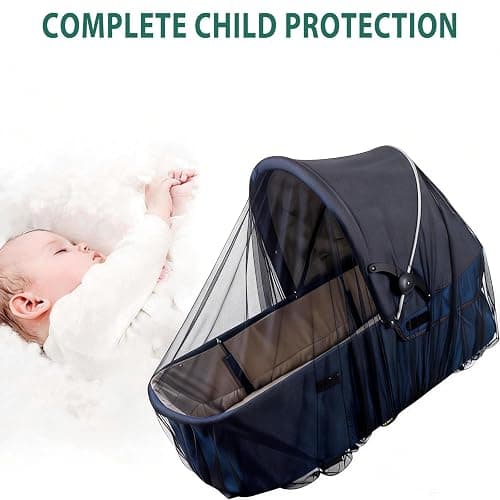 Baby Stroller Mosquito Net (2 Pack) - Durable Mesh Protection for Bassinets, Cradles, Playards, Pack N Plays & Portable Mini Cribs | Breathable Universal Fit Insect Barrier (Black) thumbnail 6
