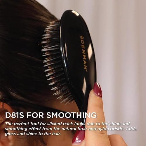 Denman Boar Bristle Hair Brush – Smoothing & Shine Enhancing for Slick Back Styles, Curl Defining & Detangling. Hairbrush with Natural Bristles for all Hair Types for Women & Men thumbnail 4