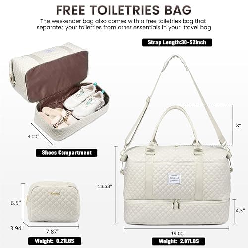LOVEVOOK Travel Duffle Bag,Weekender Bags for Women with Shoe Compartment，Carry on Overnight Bag with Toiletry Bag,Gym Duffel Bag with Wet Pocket, Hospital Bags for Labor and Delivery thumbnail 2