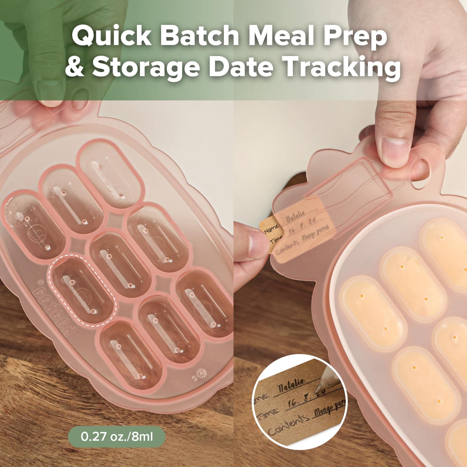 Haakaa Silicone Nibble Freezer Tray -Breastmilk Teething Popsicle Mold - Baby Fruit Food Feeder Teether Tray - Baby Food Maker - Ice Cube Tray - 4 Months+ Babies - BPA Free - Blush thumbnail 6