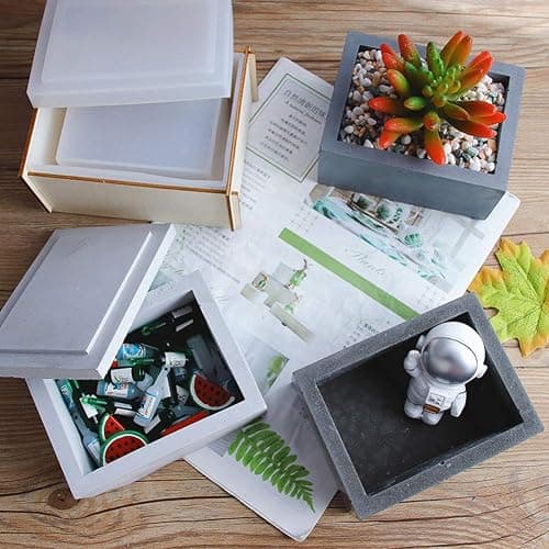 Silicone Tissue Box Resin Mold with Lid Epoxy Resin Casting Mould Tissue Box Cover Napkin Holder DIY Jewelry Trinket Storage Gift Box Craft Supplies Making Home Decoration Gift thumbnail 2