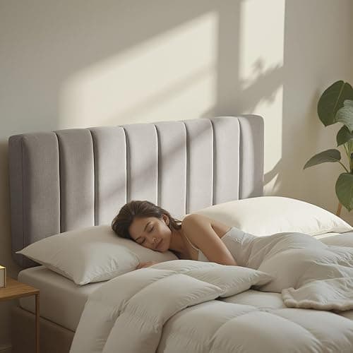 Nestl Upholstered Twin Headboard - Easy Assemble Channel Stitched Headboard Twin Size - Wall Mounted Headboards with 3D Soundproof Wall Panels Peel & Stick Floating Headboards, Silver thumbnail 2