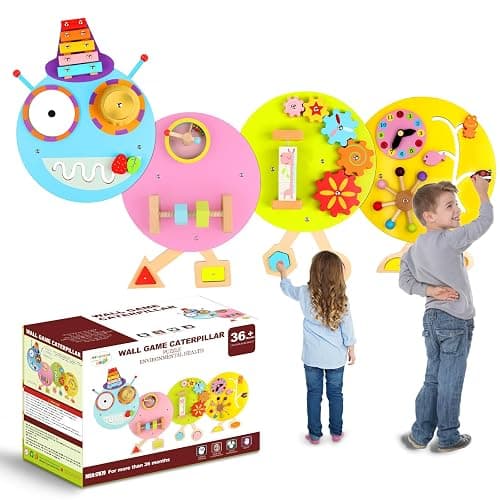 Caterpillar Activity Wall Panels for Toddler: Sensory Wall Toy 12 Activities - Wall Mounted Toy Busy Board Decor for Bedrooms Toddler Activity Center Daycares - Montessori Educational Toy for Kids - Image 1