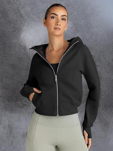 Trendy Queen Womens Zip Up Hoodies Jackets Cropped Sweatshirts Fleece Fall Outfits Casual Comfy Y2k Tops Winter Clothes 2025 thumbnail 6
