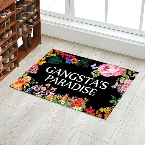 DAYLIPILLOW Gangsta's Paradise Flower Doormat Funny Welcome Mat Floor Mat Rug Outdoor Front Door Bathroom Mats Indoor 23.6" x 15.7" thumbnail 5