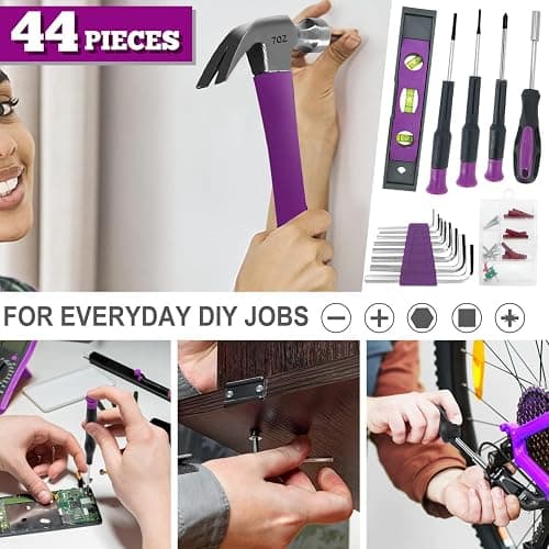 Werktough 44PCS 4V Cordless Screwdriver Tool Kit Set Pink Color Tools Lady Tools Kit Home Repair Set Toolbox Hand Tool Kit Storage Case Gift Set LADYCRAFT thumbnail 4