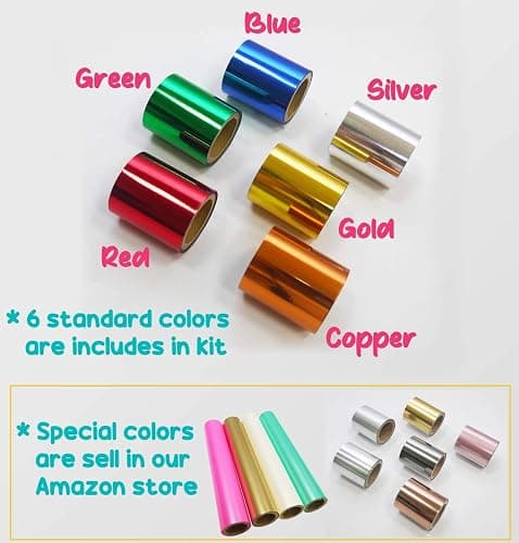 KINGTOOL Hot Foil Embossing Stamping Pen with 6 Rolls Hot Foil Papers, USB Powered (with 4 Nibs) (Yellow) thumbnail 3