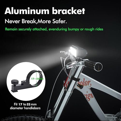 Bike Lights for Night Riding Rechargeable 9500 Lumen Bicycle Lights Front and Rear Rechargeable 5 Adjustable Modes 5 Bike Headlight and Tail Light Set 5 Adjustable Modes for Cycling thumbnail 6