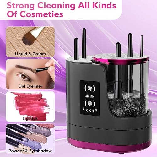 3 IN 1 Electric Makeup Brush Cleaner,Automatic Makeup Brush Cleaner with Makeup Brush Dryer,Portable USB Deep Cleaning for All Size Beauty Makeup Brush Set,Blush Brush (Grey) thumbnail 6