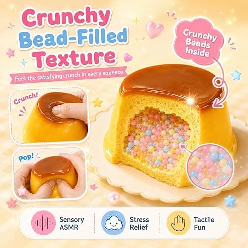 6 Pack Crunchy Squishy Squeeze Stress Squishies Ball Asmr Bead Filled | Butter Peanut Pudding Cream Cheese Potato Asmr Filled, Squeeze Stress Ball Rebound Calming Desk Decor Moldable Adults thumbnail 7