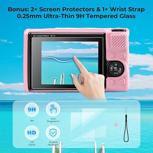 Kliksys Case for Canon PowerShot SX740 HS, SX730 HS Camera - Pink | Canon SX740 HS Cover and Accessories, Soft Silicone Case with Removable Lens Cover, 2 Screen Protectors & 1 Wrist Strap thumbnail 6