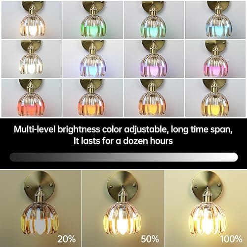 GEEZO Vintage Battery Operated Wall Sconce, with Rechargeable Battery Powered Wall Light with Remote Control for Bedside Bedroom thumbnail 7