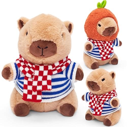 WESOPAN Capybara Plush Toy, Cute Stuffed Animals Kawaii Capibara Plush Pillow Christmas Birthday Easter Valentine's Day Gift for Kids Boys Girls (10 PCS) thumbnail 4