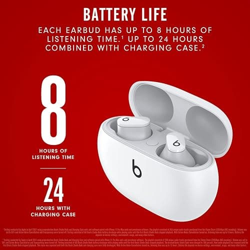Beats Studio Buds - True Wireless Noise Cancelling Earbuds - Compatible with Apple & Android, Built-in Microphone, IPX4 Rating, Sweat Resistant Earphones, Class 1 Bluetooth Headphones - White thumbnail 5