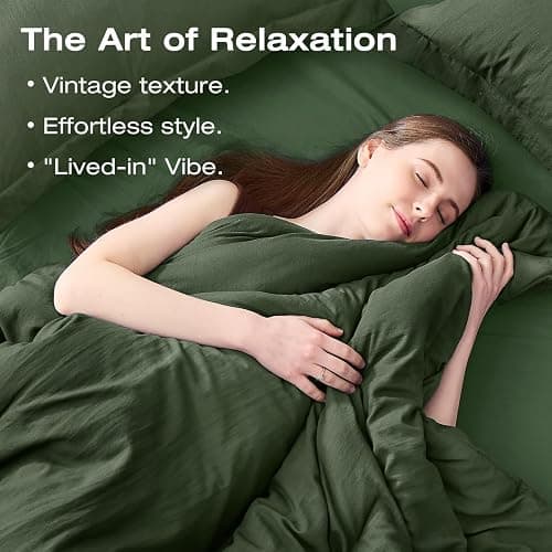 Sasttie Queen Comforter Set 7-Piece Dark Green, Pre-Washed Bed in a Bag | Soft & Breathable, All-Season Bedding Set with Comforter, Sheets, Pillowcases & Pillow Shams, OEKO-TEX, Down Alternative thumbnail 3