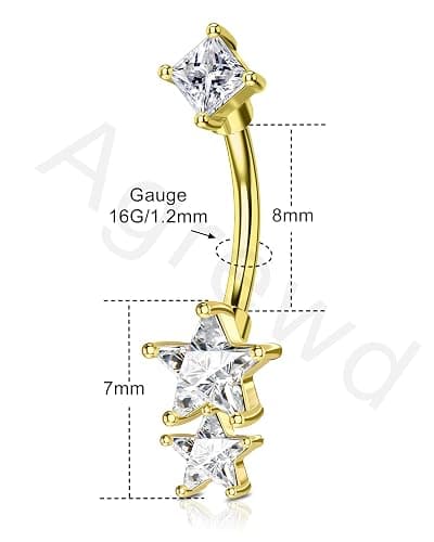 Agrewd Minimalist Star Rook Earrings 16G Eyebrow Jewelry Surgical Steel Rook Piercing Jewelry Belly Button Ring Curved Barbell thumbnail 4