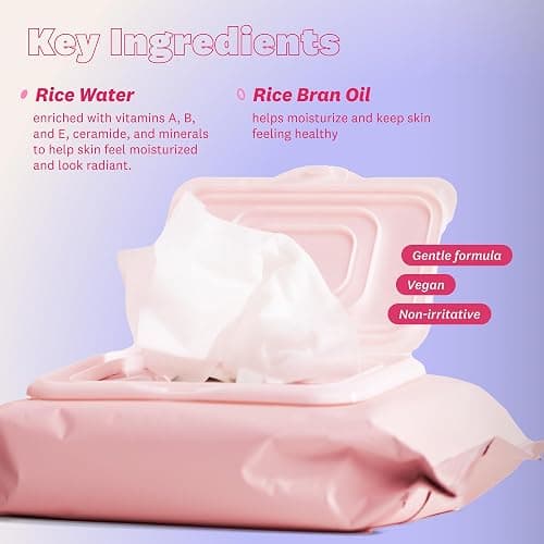 The Face Shop Rice Water Bright Makeup Remover Wipes for Face with Rice Extract, Brightening, Moisturizing, Infused with Cleansing Milk, Vegan Disposable Cleansing Facial Wipes, Korean Skin Care thumbnail 7