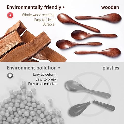 Hefild 7 PCS Small Wooden Spoons, 5.8 Inch Honey Spoons for Tea, Hardwood Wooden Honey Teaspoon for Coffee, Little Tiny Wood Spoons, Bamboo Table Spoon for stirring, Wooden Spoons for Utensils Set thumbnail 4