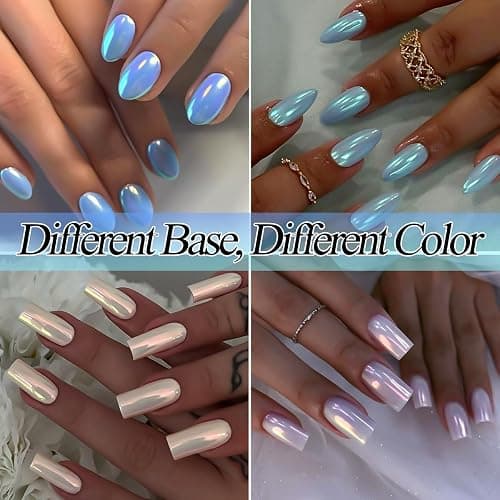 SUTOZMIWE 10 Colors Mermaid Pearl Chrome Nail Powder, Iridescent Aurora Powder Metallic Mirror Effect Pigment Pearlescent Nail Art Glitter Dust Kit for Gel Polish Nail Art Decoration thumbnail 5