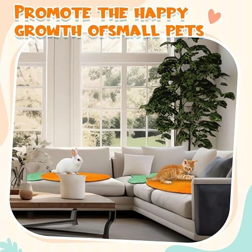 Maasechs Rabbit Scratching Pad, Natural Sisal Cat Bunny Scratcher Mats Cute Scratch Rug, Claws and Teeth Care for Biting Sleeping Nesting Small Animal Bedding Chew Toys Bed Play Toy(Carrots) thumbnail 6