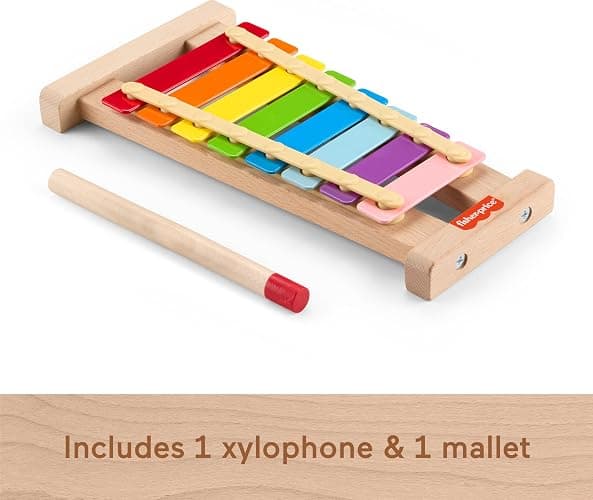 Fisher-Price Wood Toddler Toy Xylophone, Wooden Musical Instrument for Developmental Play Preschool Kids Ages 2+ Years thumbnail 6