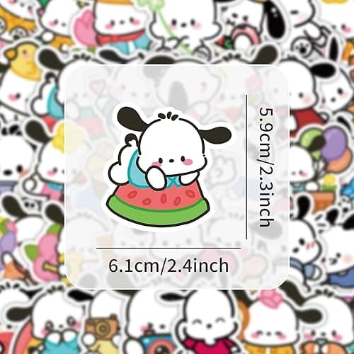 50Pcs Cartoon Cute Pochacco PET Transparent Stickers Pack Decal for Water Bottles Cup Laptop Phone Guitar Car Bike,Kid/Teen Gift JKT - B thumbnail 5