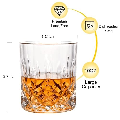 Whiskey Rocks Glass, Set of 4 (2 Crystal Bourbon Glasses, 2 Round Big Ice Ball Molds) In Gift Box - 10 Oz Old Fashioned Glasses for Scotch Cocktail Rum Cognac Vodka Liquor, Unique Gifts for Men thumbnail 3