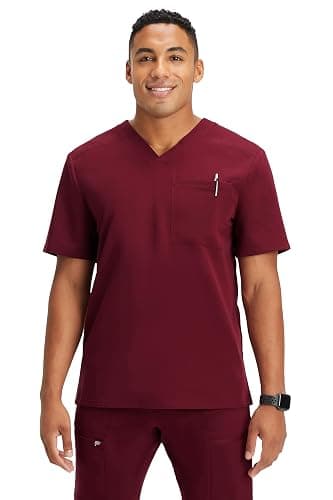 Fabletics Men's Helix 1-Pocket Scrub Top - MotionTech, Wrinkle-Resist, Chest Pocket, Anti-Shrink, Semi-Slim Fit - Image 1