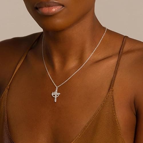 Tewiky Christian Gift Stocking Stuffers Cross Necklace for women-Dainty 14k Gold Plated/Silver Plated Pendant Necklaces Simple Cute Tiny Necklace Jewelry for Women thumbnail 4
