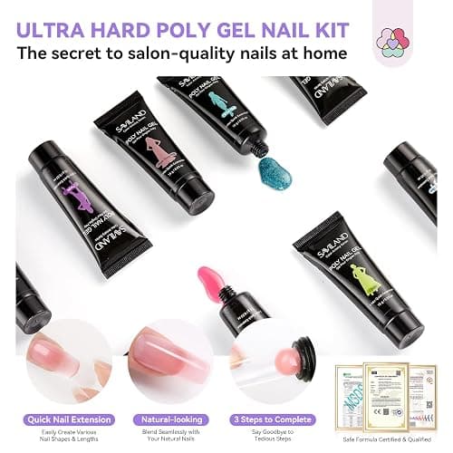 SAVILAND Poly Gel Nail Kit for Pretty Gift: 36 Colors Poly Gel Nail Starter Kit with Slip Solution and Mini U V Lamp Curing Light for Quick Extension Home DIY, Manicure Set Supplies Tools for Starter thumbnail 3