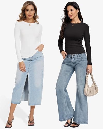 MLYENX 3 Pack Long Sleeve Shirts for Women Basic Fitted Underscrub Top | Soft Stretch Fabric, Figure-Flattering Slim Fit, Crewneck, Undershirts, Layer, Casual, Going Out, Workout, Fall Winter 2026 thumbnail 3
