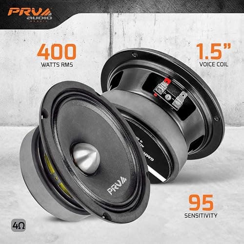 PRV AUDIO 6.5 Inch Midrange Bullet Speaker Pair 6MR400-4 Bullet, 4 Ohm 400 Watts High Performance Car Audio Loudspeaker High Output Sound (2 Speakers) thumbnail 2