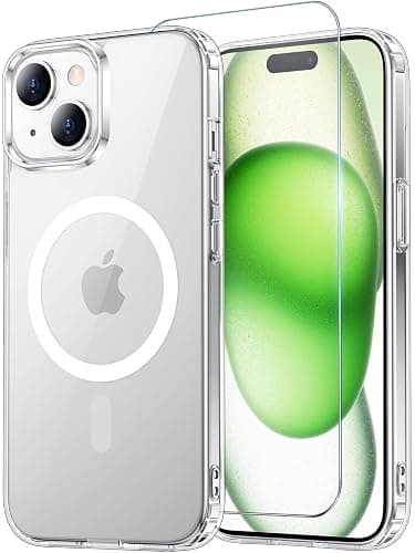 Temdan for iPhone 15 Case & iPhone 14 & iPhone 13 Case Clear with Screen Protector, Compatible with Magsafe, Anti-Yellowing, Military-Grade Protection, Shockproof Slim Magnetic Phone Case Cover - Image 1