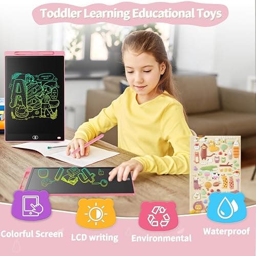 [2 Pack] Genialba 8.5 inch LCD Drawing Tablet for Kids Colorful Screen Writing Board Toddler Toys Learning Educational Stocking Fillers Kids Gifts for for 3 4 5 6 7 Year Old Boys Girls, (Pink&Blue) thumbnail 3