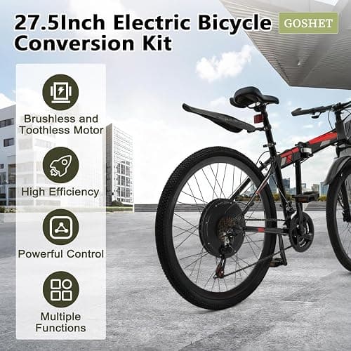 Electric Bicycle Kit, 72V 2000W E-Bike Rear Wheel Hub Motor with Mutifunction LCD Display & Pedal Assistant Sensor, 60N.M 7-Speed Flywheel E-Bike Conversion Set US Stock thumbnail 2