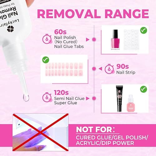 Luckyfairy Nail Glue Remover for Press on Nails, 15ml Acetone-free Nail Polish Remover, Multi-Functional Glue Remover for Nails Tips, Quick Easy Gentle Removal, Not for Gel Polish thumbnail 5