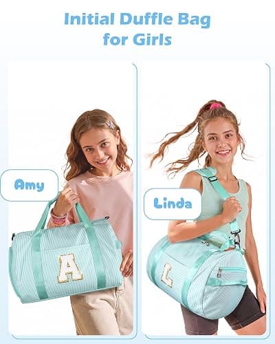 Vogewood Gift for Teenager, Girls Travel Duffle Bag, Duffle Bag for Kids | Dance Bag for Girls, Personalized Weekend Bag with Cosmetic Pouch & Shoe Compartment, Teen Girl Gifts Trendy Stuff (Letter A) thumbnail 2