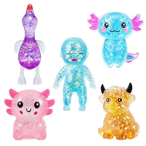 5 Pack Squishy Fidget Squeeze Toys Squishies Axolotl Squishys Box (Animal) - Image 1