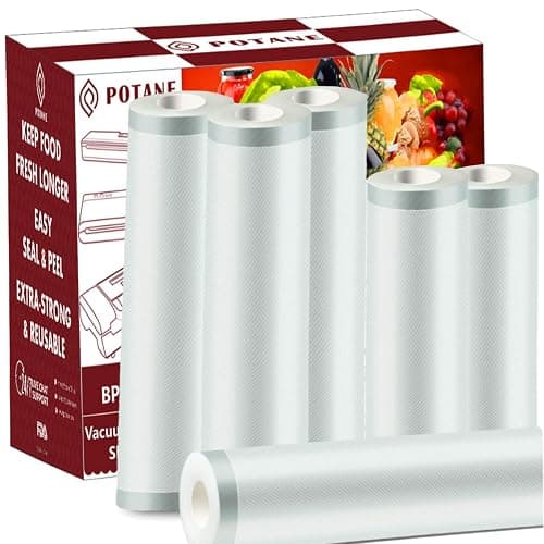 POTANE 6 Pack 11"x20'(3Rolls) and 8"x20' (3Rolls)Thickened Vacuum Sealer Bags , Smell-Proof, Puncture Prevention, Heavy duty for POTANE, Food Saver, Great for Vacuum storage,Meal Prep or Sous Vide - Image 1