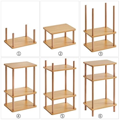 IBUYKE 3-Tier Side Table, Solid Wood Tall End Table with Storage Shelves, Nightstand Bedside Table for Living Room Bedroom Office, No-Tool Assembly, Natural UWST003N - Natural - 11.42" x 15.35" x 26.96" thumbnail 8