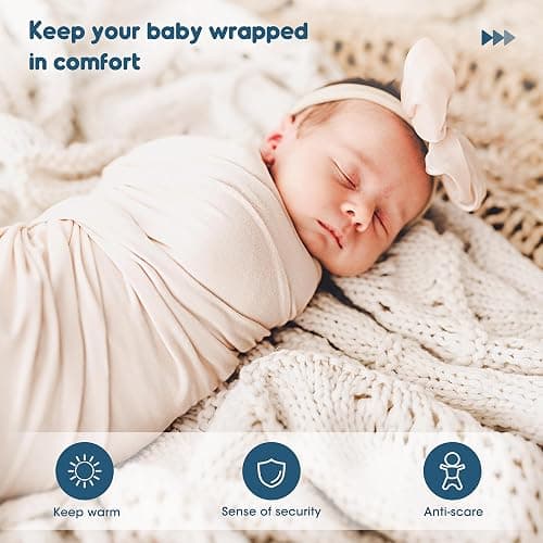 GRSSDER 3 Pack Newborn Swaddle Blanket, Ultra Soft Stretchy Jersey Knit Extra Large Size 33 x 44 Receiving Blankets for Easy Swaddling Baby Snug and Cozy, Comfortable and Lightweight for All Seasons thumbnail 3
