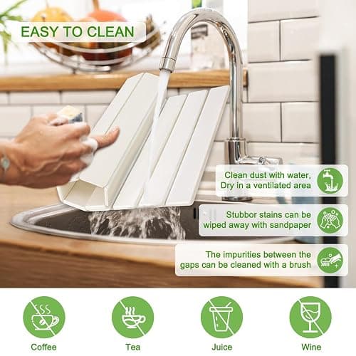 Foldable Stone Dish Drying Mat for Kitchen Counter,24"×16"Fast Dry Pad Absorbent Countertop Mat, Heat-resistant Mat,Diatomaceous Earth Mats,White - White - 24''X16'' thumbnail 5