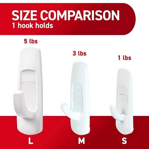 Command Large Utility Hooks, Damage Free Hanging Wall Hooks with Adhesive Strips, No Tools Wall Hooks for Hanging Back to School Dorm Organizers, 7 White Hooks and 12 Command Strips thumbnail 2