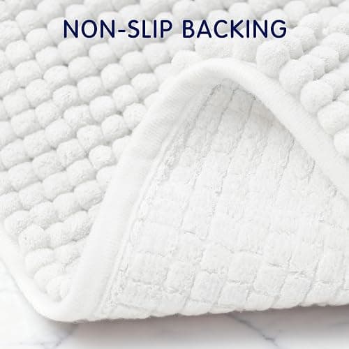 SUBRTEX Bathroom Rugs Chenille Bath Rug Soft Short Plush Bath Mat Soft Shower Mat Water Absorbent Shower Mat Quick Dry Machine Washable (White, 20" x 32") thumbnail 5