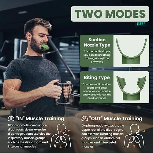 Breathing Trainer with Excellent Quality Silicone, Breathing Exercise Trainers Adjustable and Portable Easy to Clean for Daily,Fitness & Sport(Green) thumbnail 5